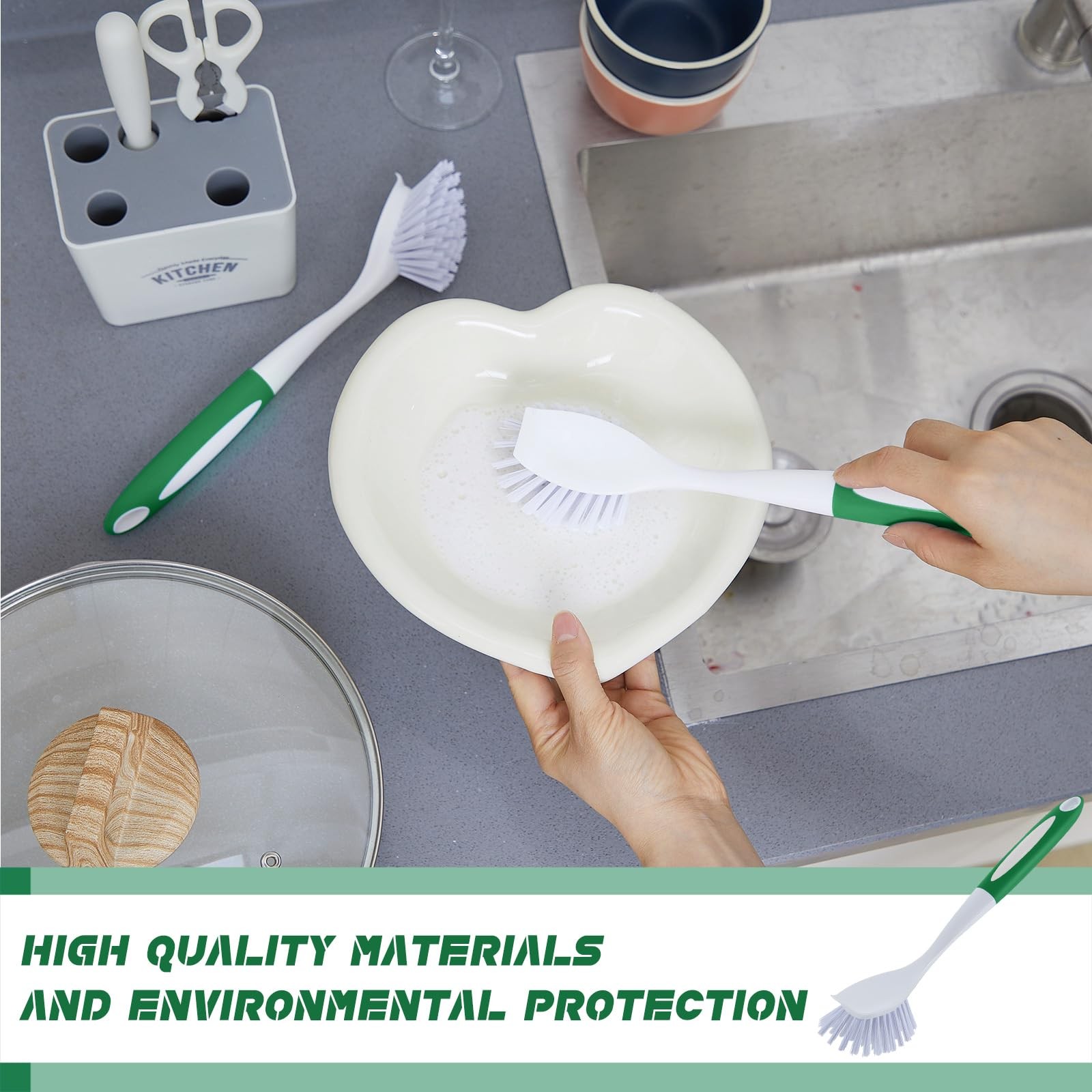 30 Pcs Kitchen Scrub Dish Brush Bulk with 11 Inch Handle Cleaning Dish Scrubb…