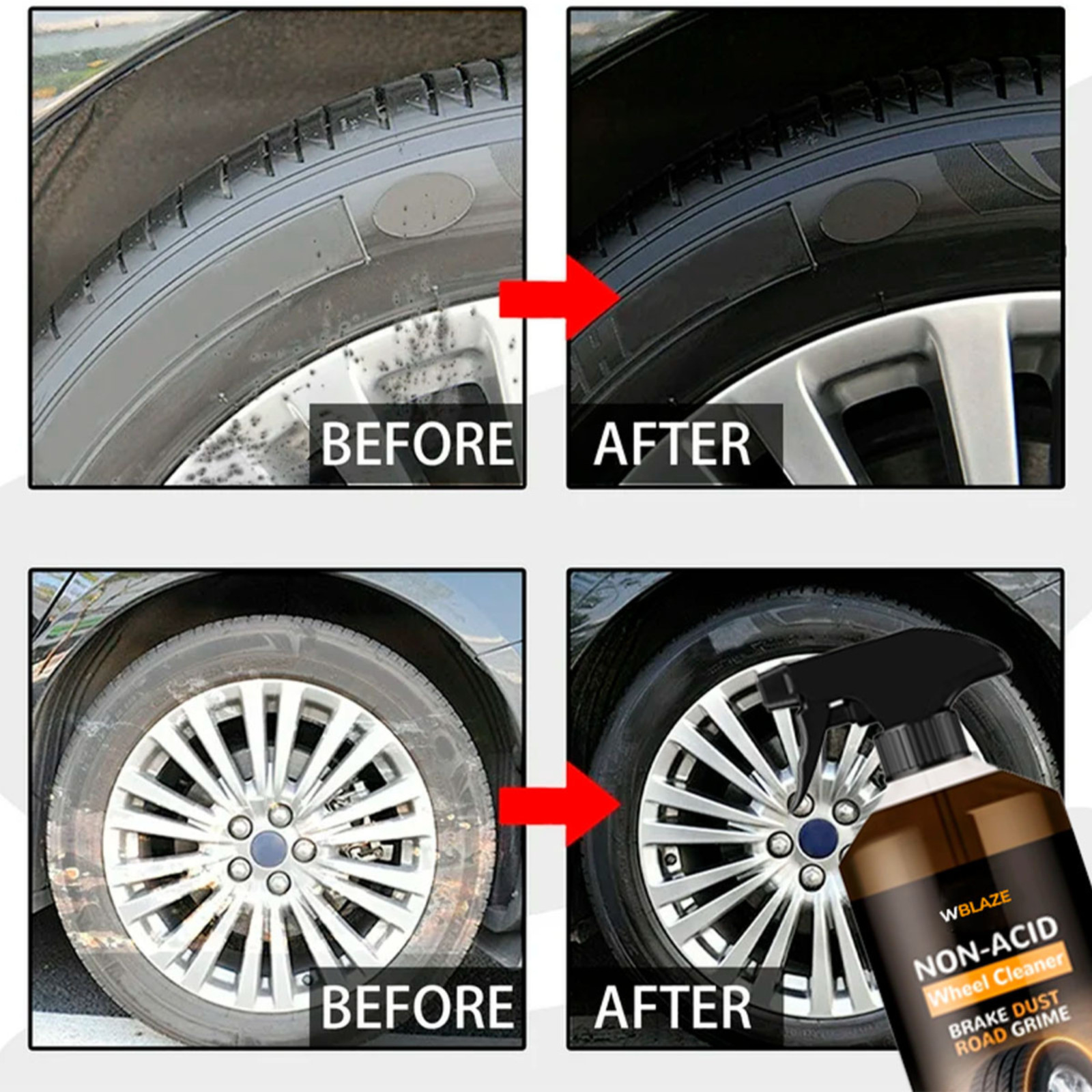 WheelBlaze Non-Acid Wheel Cleaner Spray – Brake Dust & Road Film Remover