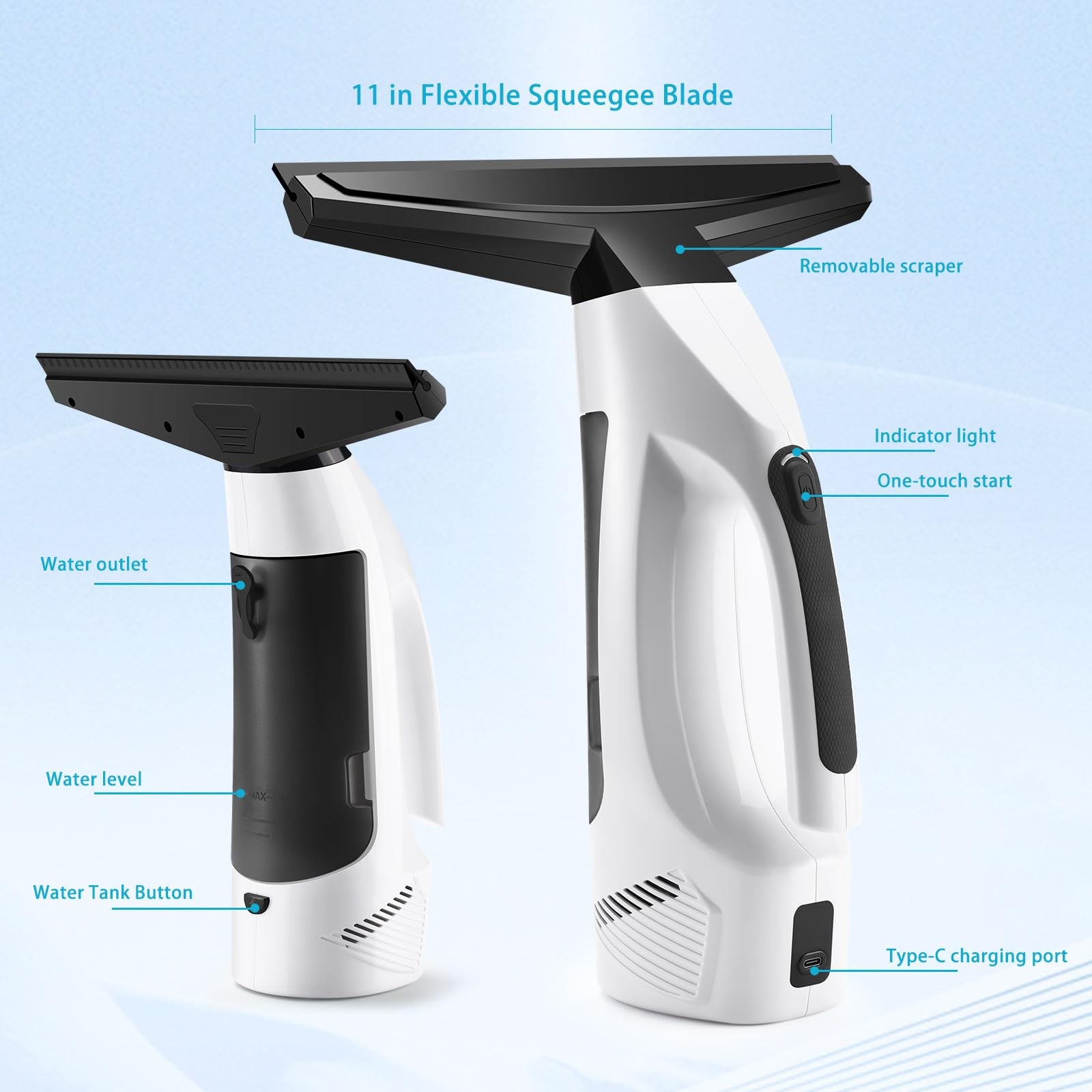 Window Vacuum Squeegee Cordless, 3-in-1 Electric Window Cleaner Tool with 220…