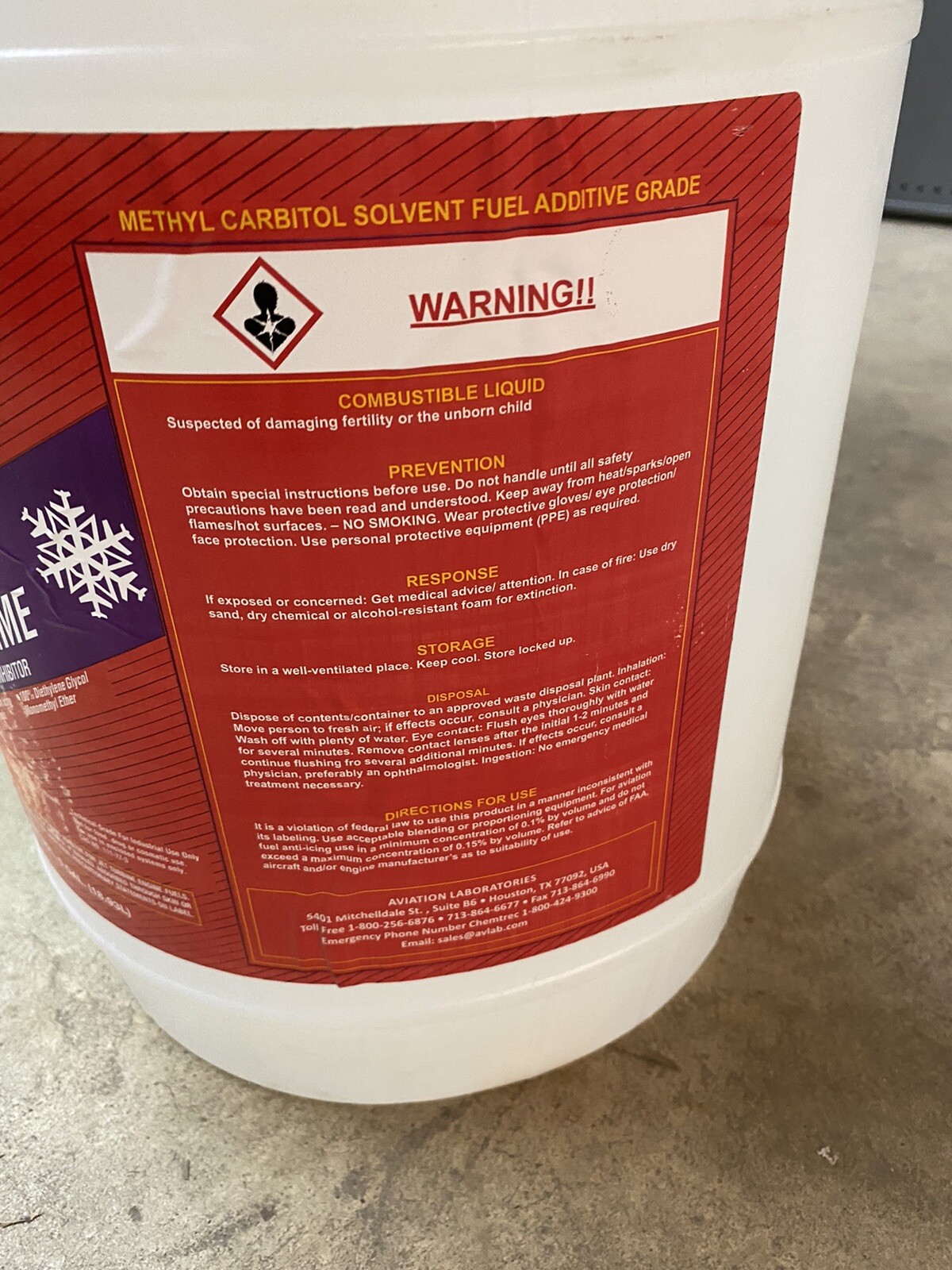 diethylene glycol 100% 5 gallon Dice Flash 190 FSII diegme fuel system de-icing