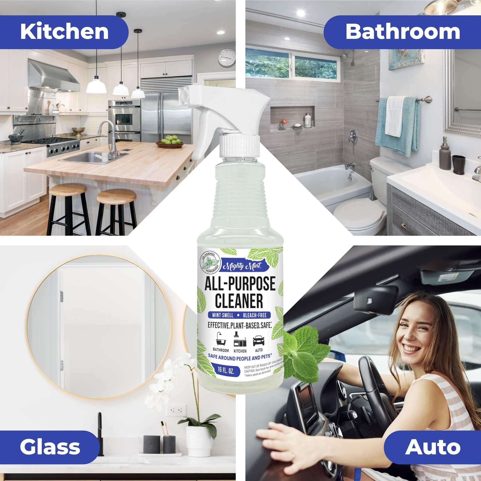 Mighty Mint All Purpose Cleaner Spray Plant Based Multi Surface Cleaning for