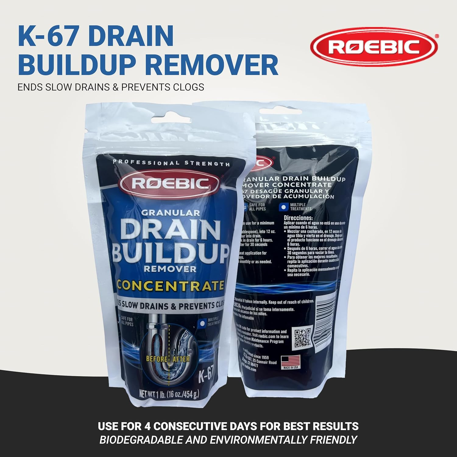 K-67 BAG-4-16OZ 16-Ounce Biodegradable Granular Drain and Trap Cleaner