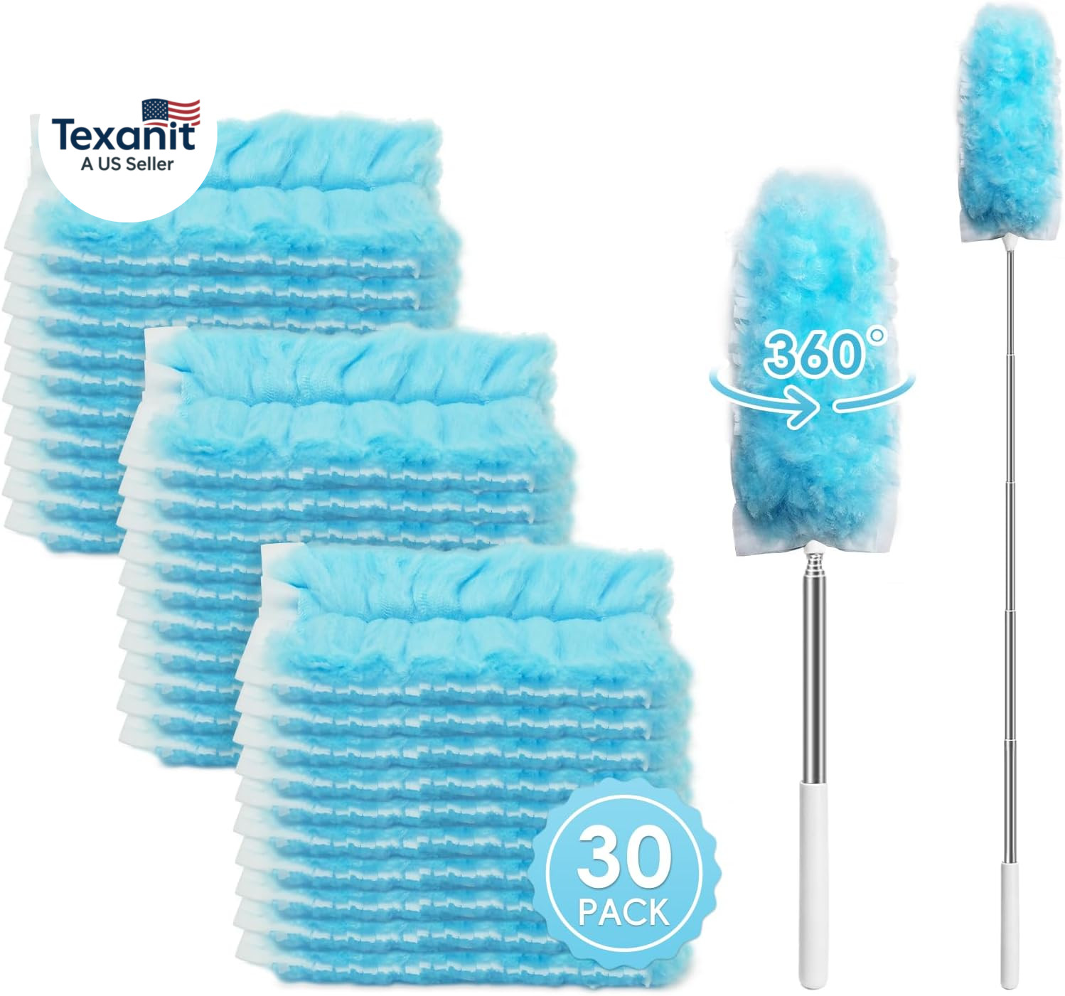 360 Duster Refills for Swiffer Dusters Refill with 2 Upgrade Extendable Handle(3
