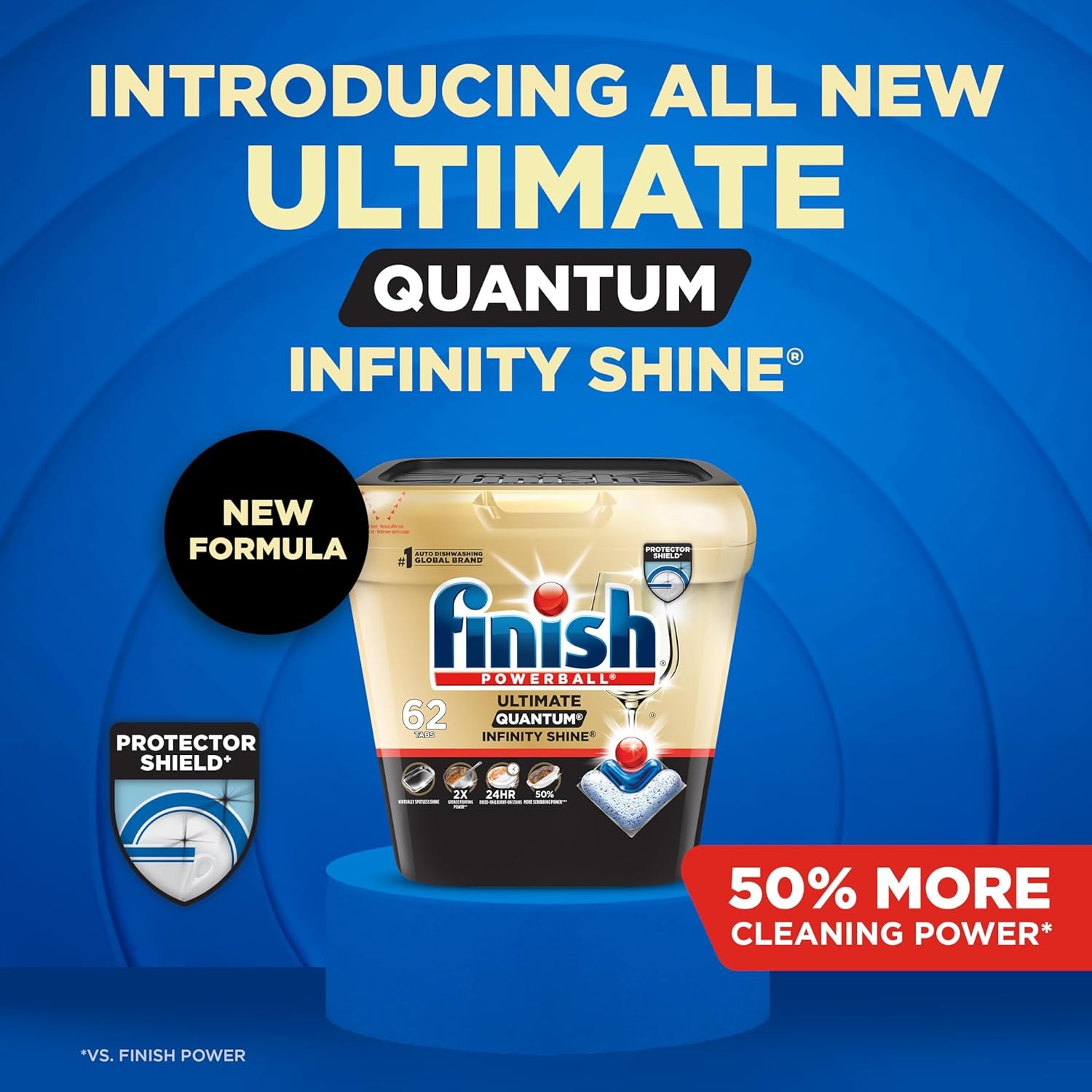 Finish Ultimate Infinity Shine Dishwasher Pods Detergent Tablets No PreRinse