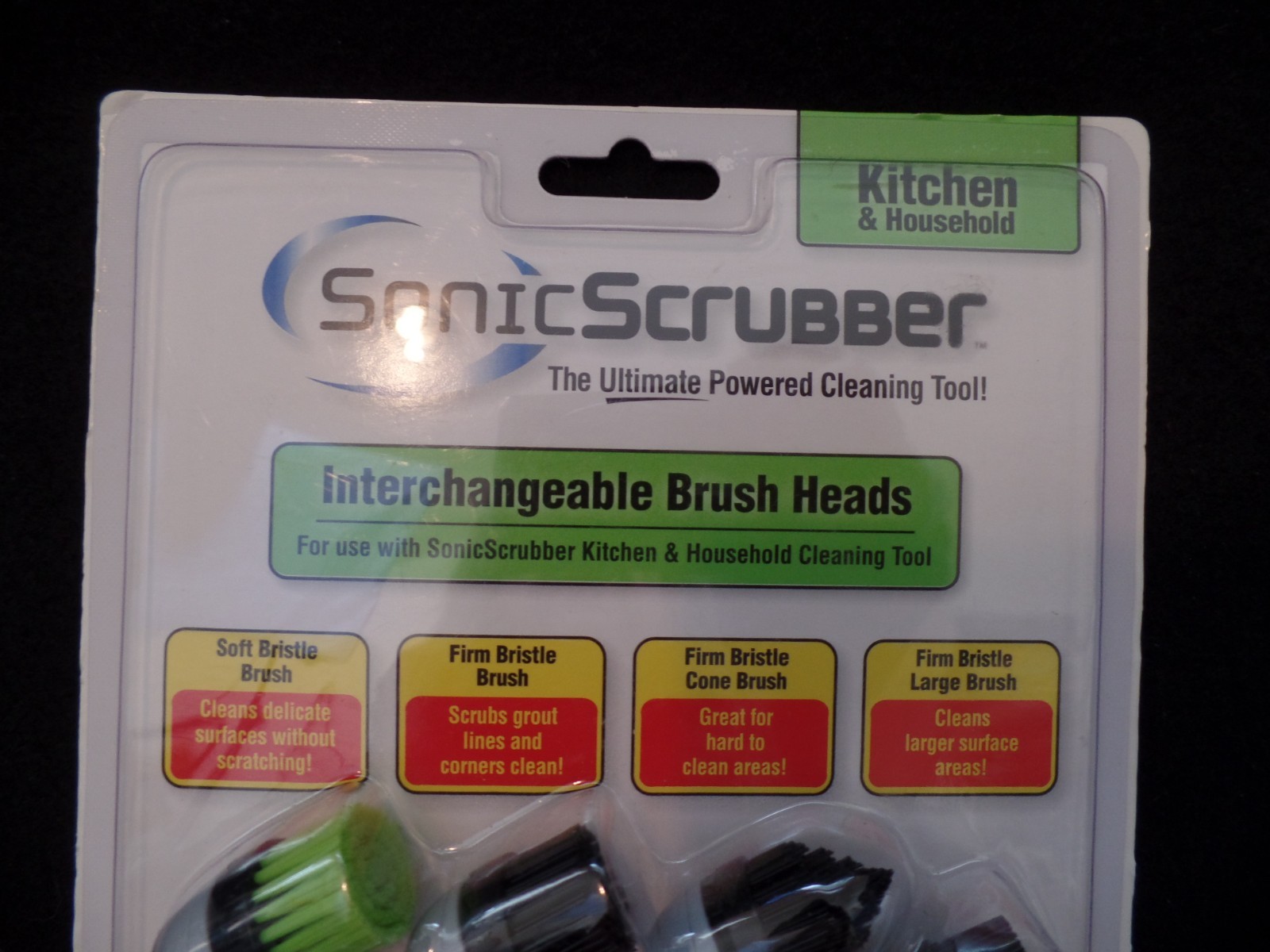 New in Package Sonic Scrubber Power Cleaner Interchangeable Brush Heads