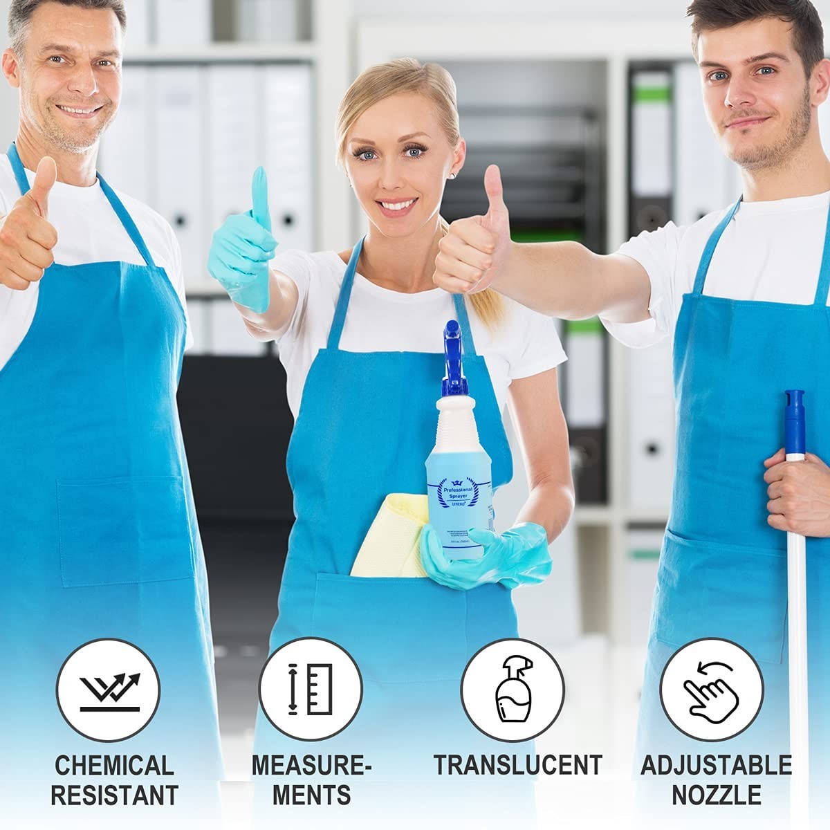 3 Pack 24 Oz Heavy Duty Plastic Spray Bottles – Leak Proof Mist for Cleaning, Pl