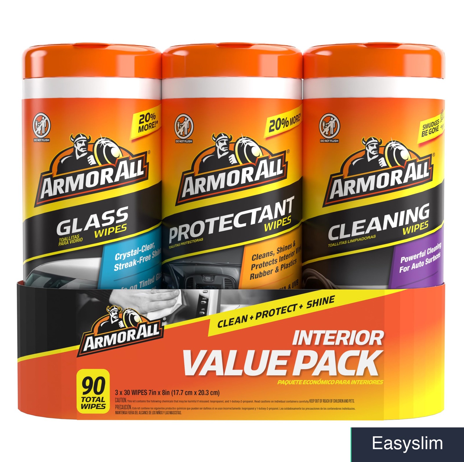 Car Interior Wipes 90 Count Cleaning Protectant & Glass Cleaner