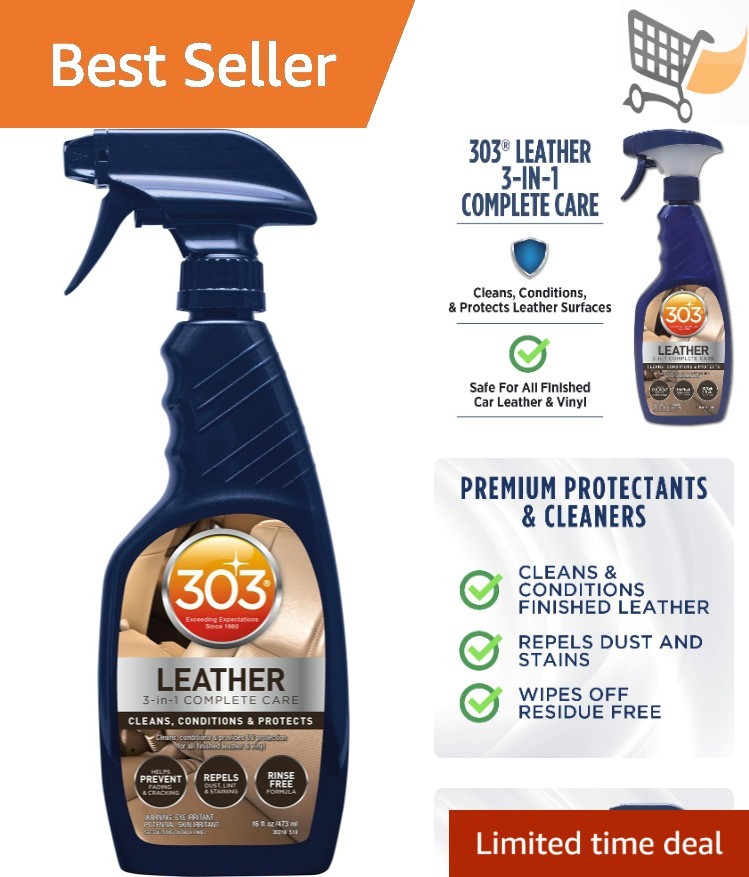 Leather 3-In-1 Complete Care Spray 16oz Protects Cleans Conditions for Furniture