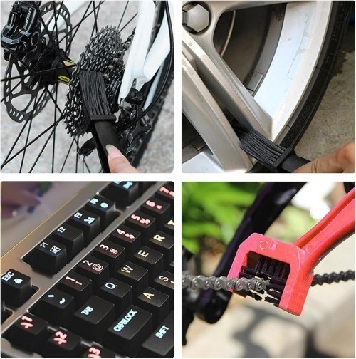 2 PCS Chain Brush, Chain Cleaning Brush Tool, Chain Gears Mai Color: Black+red