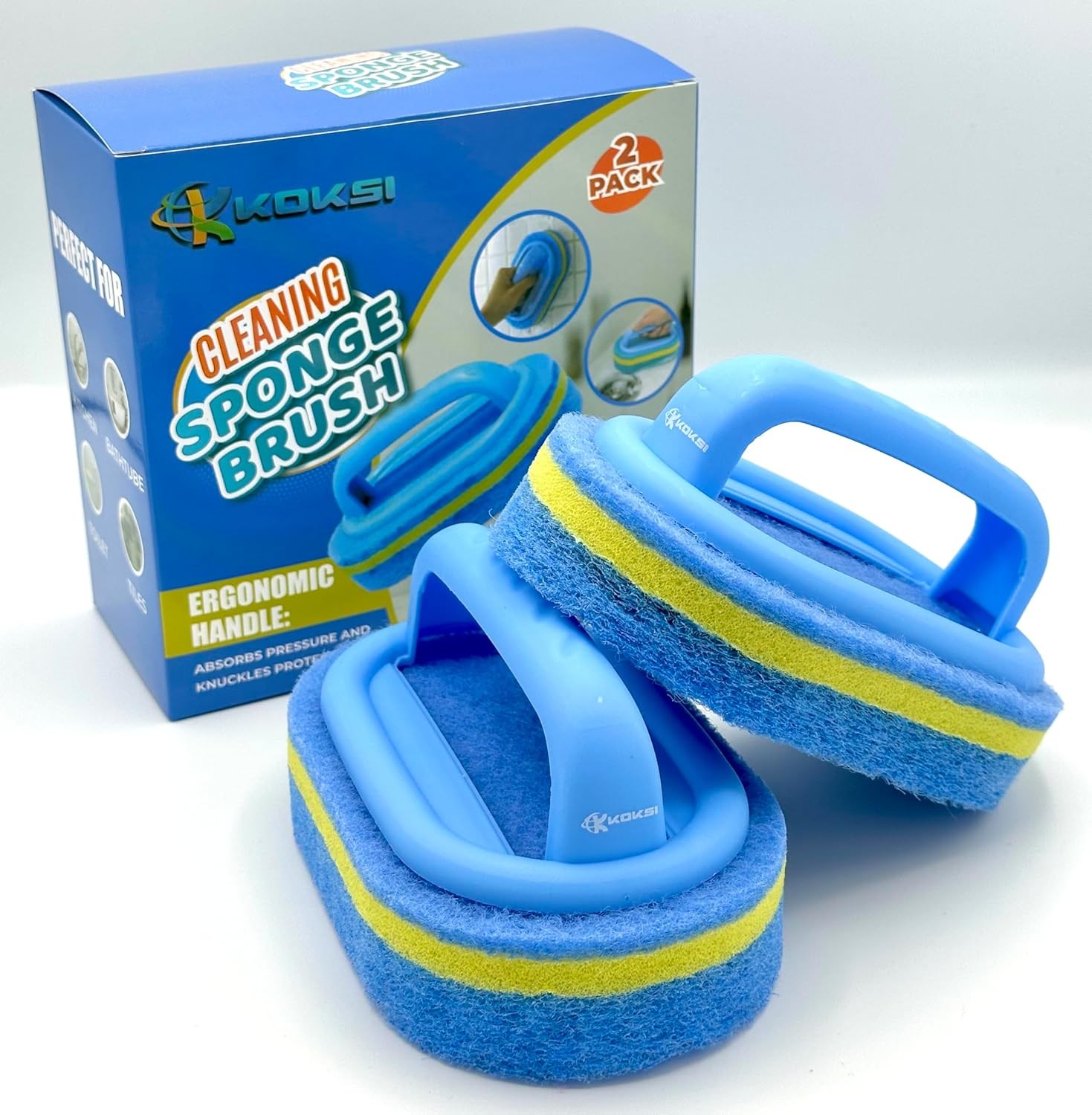 KOKSI 2-Piece Cleaning Brush for Bathroom Kitchen Bathtub Toilet Cleaner All