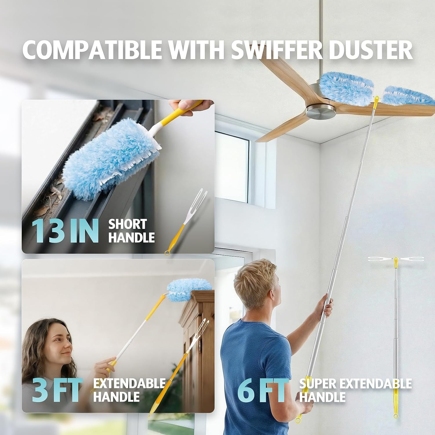 Duster Refill for Swiffer Duster, 30 Count Heavy Duty 2 Side 360° Duster Refills