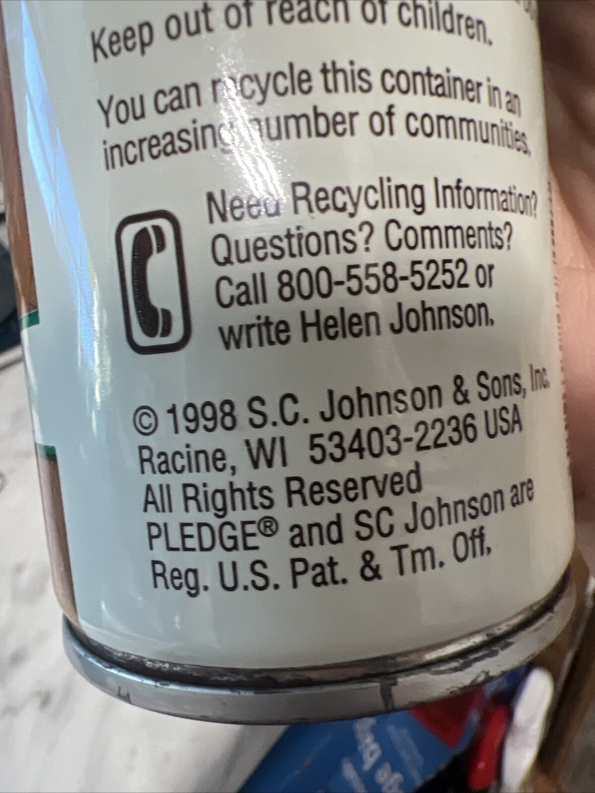 VINTAGE 1998 New Pledge 17 Oz. Wood Floor Cleaning Spray Discontinued Prop