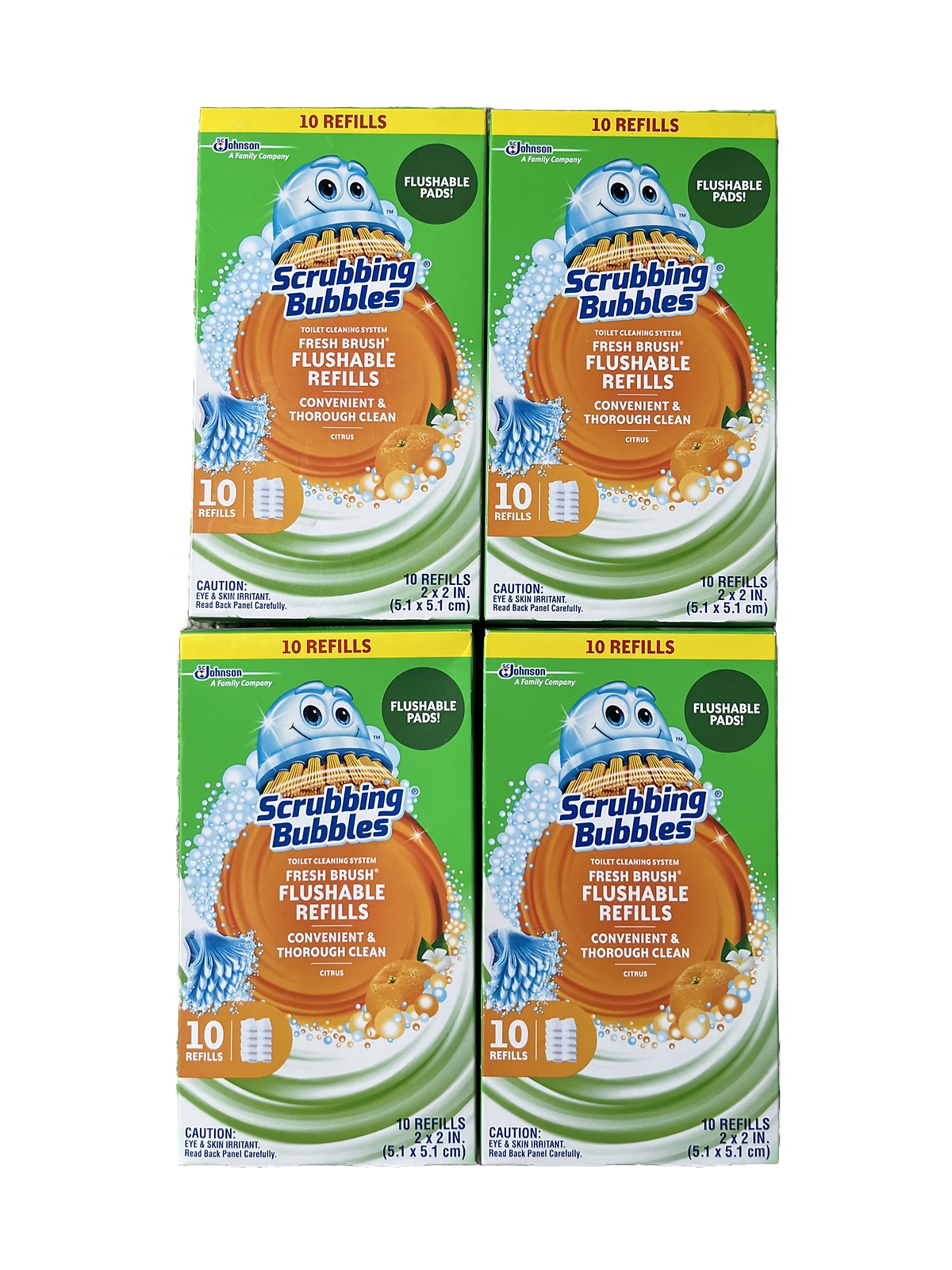 (4) Scrubbing Bubbles Fresh Brush Flushable Refills Cleaner Citrus 10 Ct