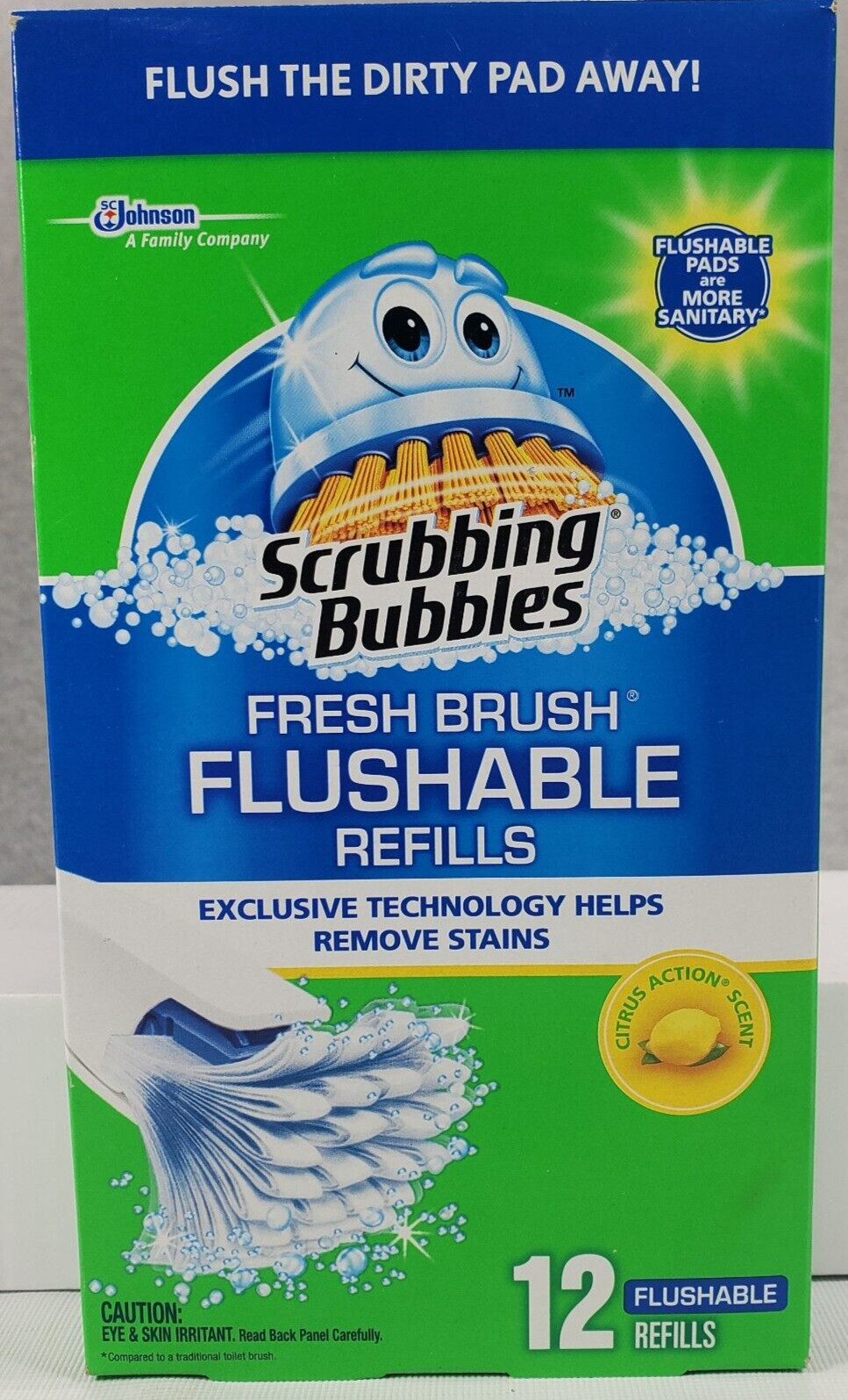 Scrubbing Bubbles Fresh Brush Flushable Refills Citrus Scent 12 Count New