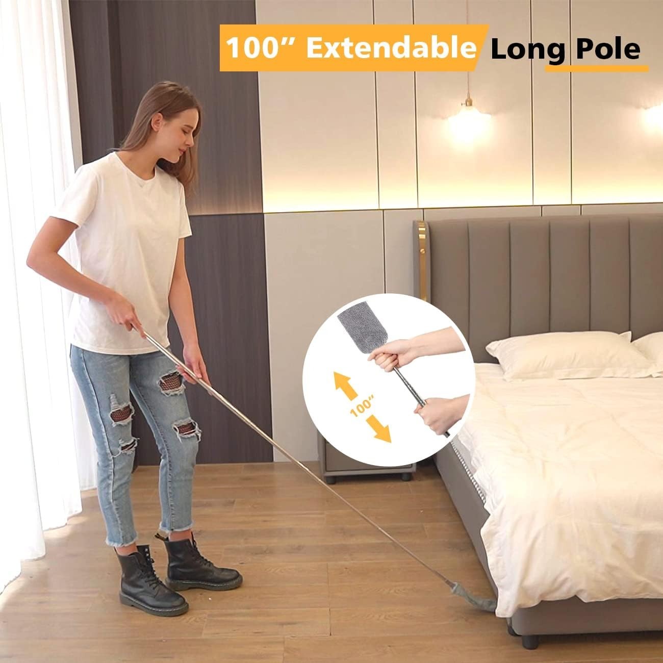 Retractable Gap Dust Cleaner with 3 Reusable Microfiber Dusting Cloths, Under…