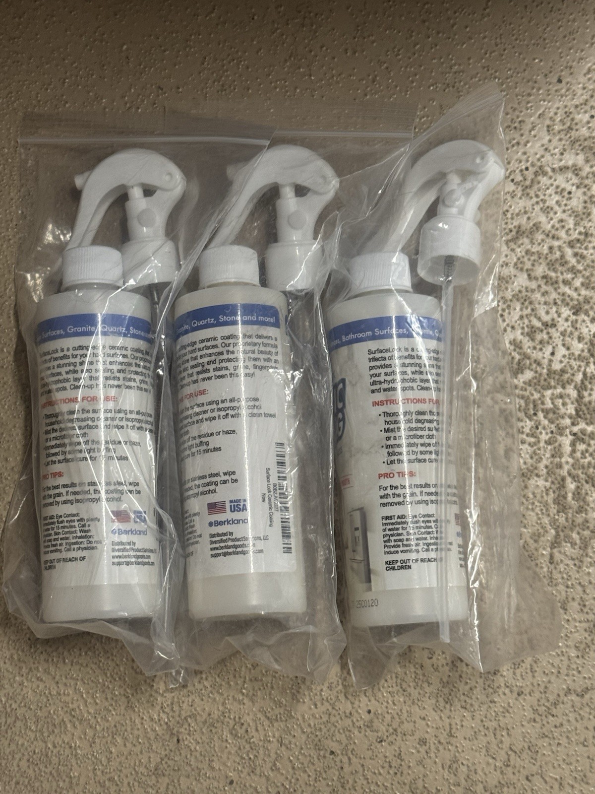 3x Surface Lock Ceramic Coating Stainless Steel Appliances Stone & More 8oz Each