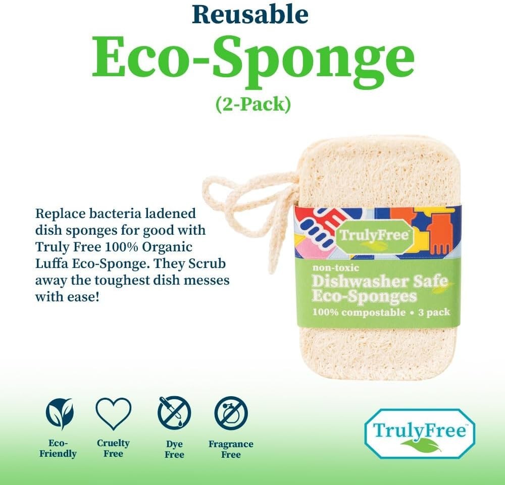 Natural Cleaning es, 100% Organic Luffa Dish Scrubber, Plant-Based Compostabl…