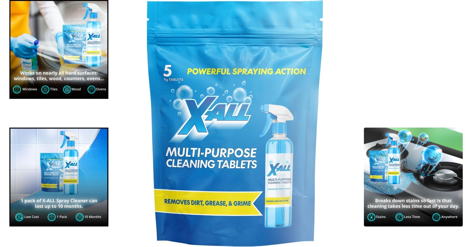 Multi-Purpose Cleaning Tablets for All Surfaces Streak-Free Shine Pack of 5