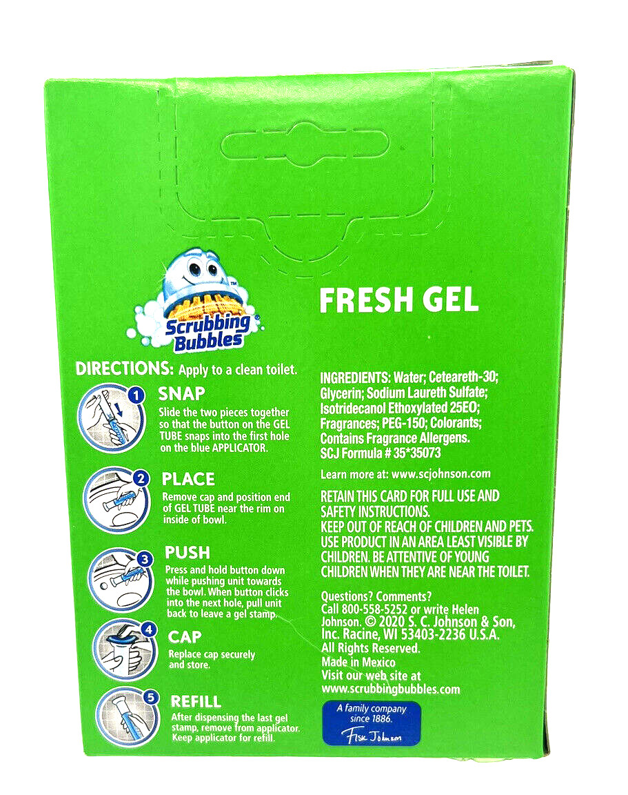 2 X Scrubbing Bubbles Rainshower Toilet Cleaning Stamp Fresh Gel, 12 Refills Ea