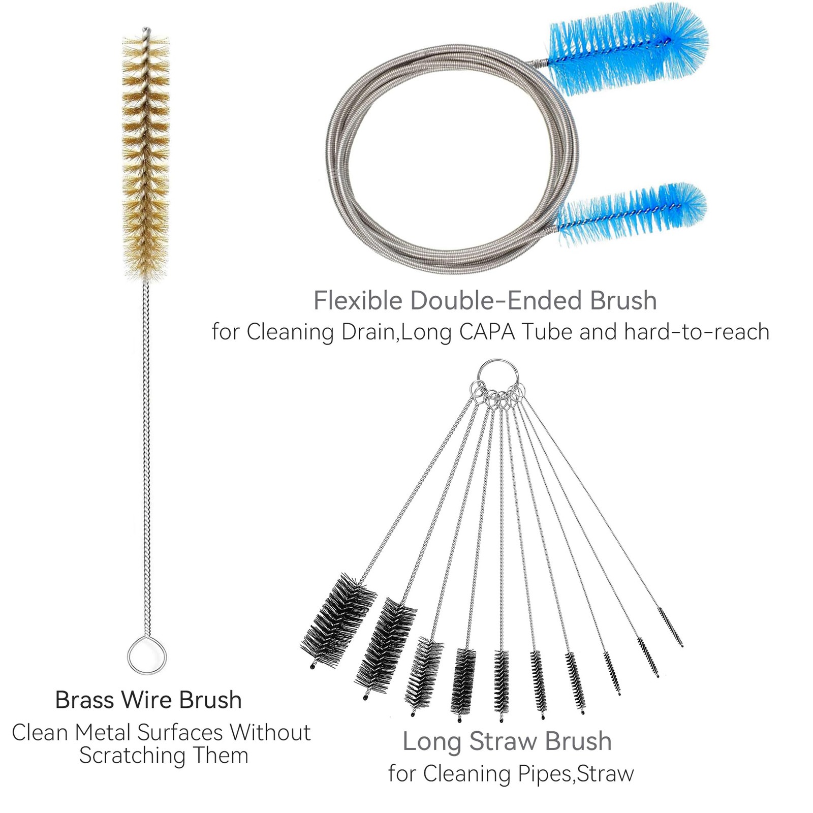 12 Pcs Tube Pipe Cleaners Brush Set | Flexible Drain Brush,Long Straw Brush