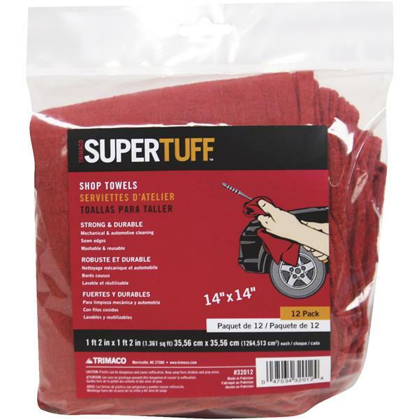 (12)- Trimaco SuperTuff 14 In. Square Washable Shop Towel (12 each Pack)