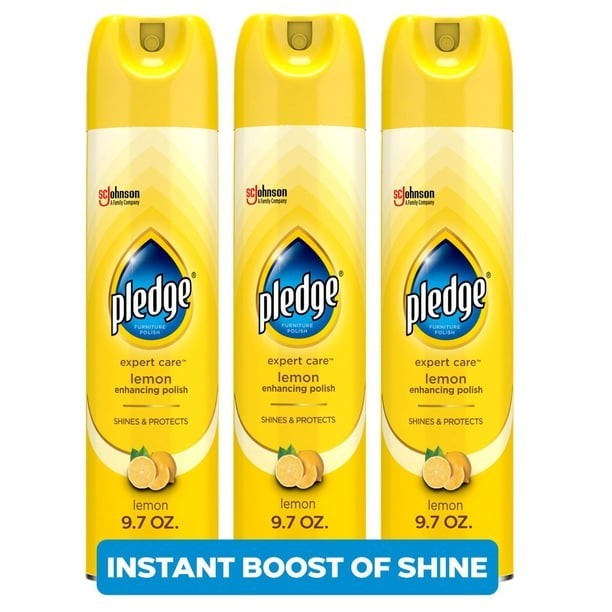Pledge LEMON ENHANCING POLISH 9.7 OZ 3-PACK Spray Shine Wood, Furniture & More🍋