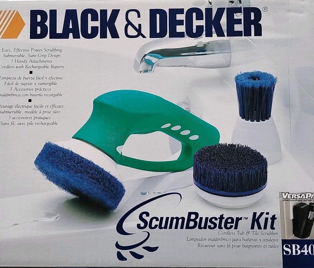 Black and Decker Scum Buster Kit SB400 Cordless Tub Tile Scrubber Sealed New
