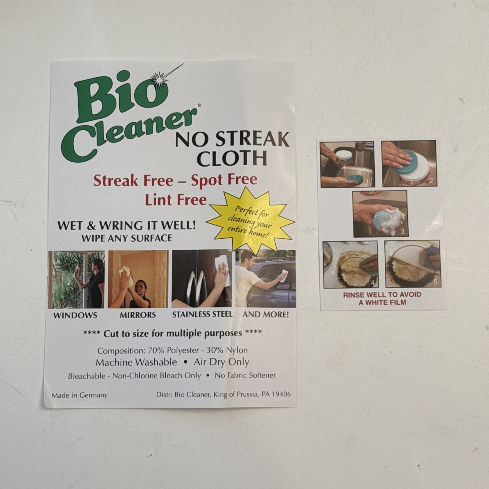 BIO CLEANER (2) & NO STREAK CLOTHS Lavender Natural All Multi Purpose 17.5 Oz