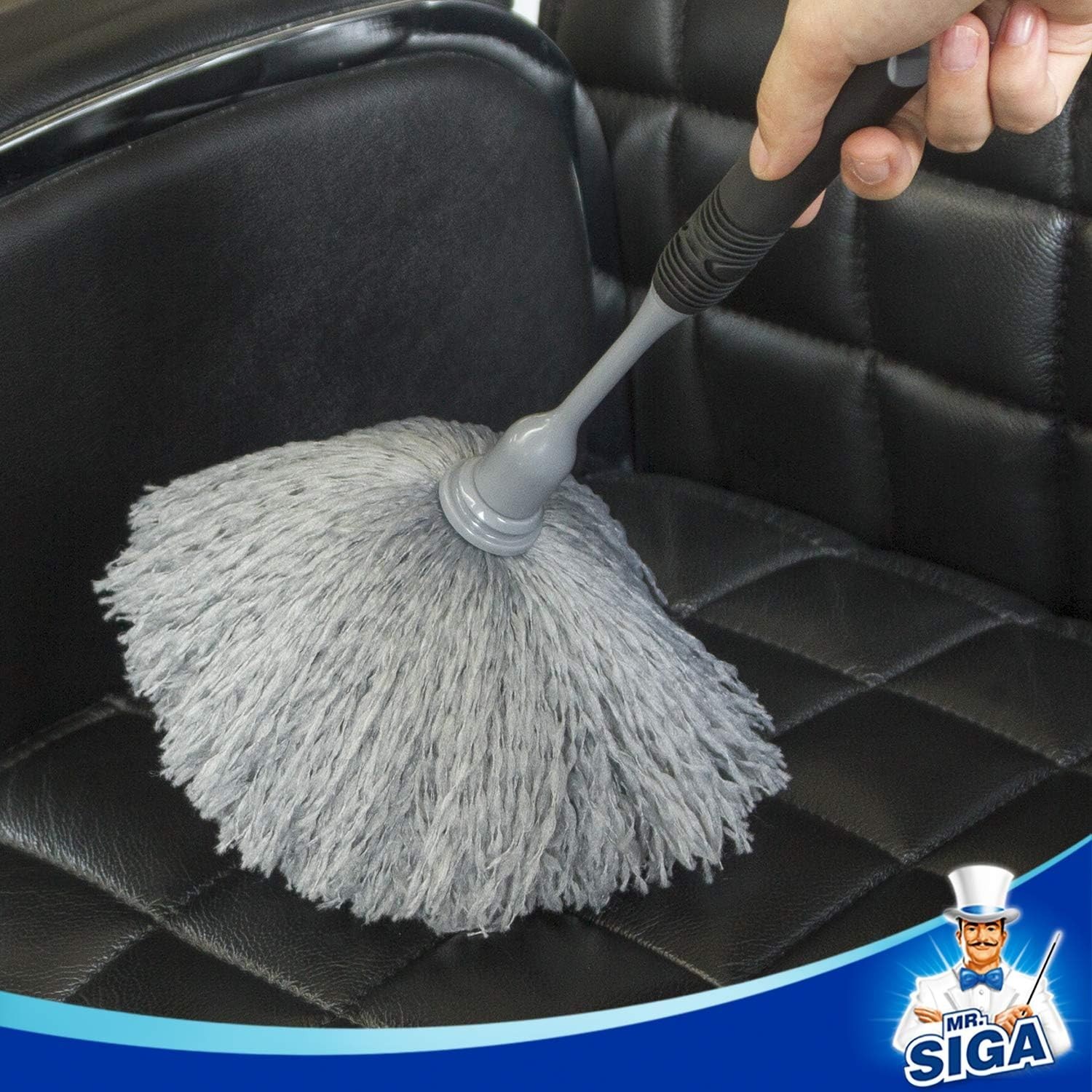 Microfiber Delicate Duster with Comfortable Grip & Washable Head – Gray & Black