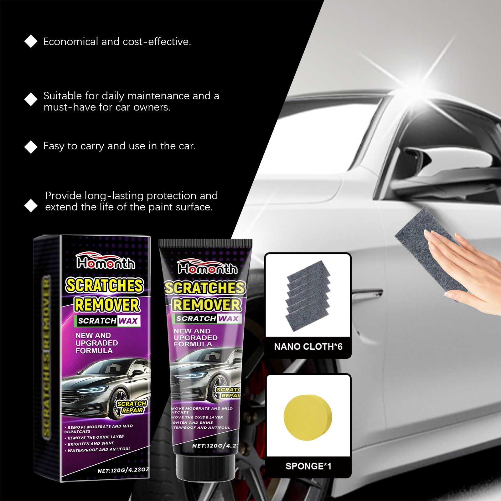 Scratch Repair Kit – Car Paint Scratch Remover with Nano Technology Paste
