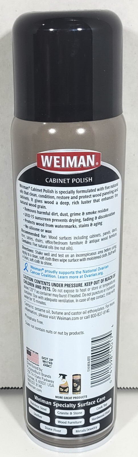 Lot Of 2 Cans Weiman Wood Panel & Cabinet Polish 12 oz – Cleans/Conditions