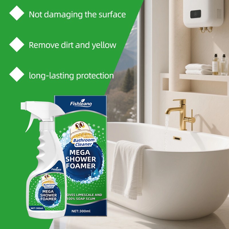 FISHLEANO Powerful Bathroom Foam Cleaner Bathtub & Tile Sterilizing Yellow Stain