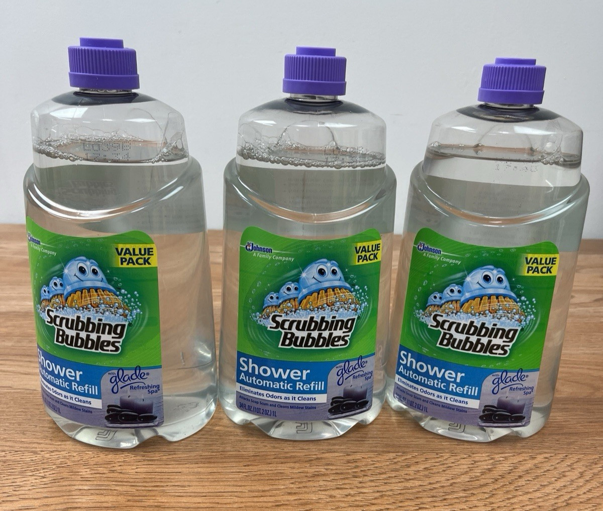 Lot of 3 Scrubbing Bubbles Automatic Shower Refills 34oz Refreshing Spa NEW