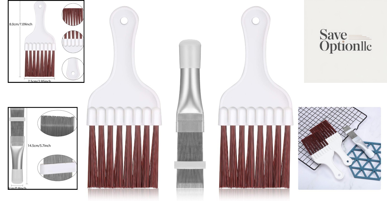 3-Piece Stainless Steel and Plastic Coil Cleaning Brush Set for Efficient Care