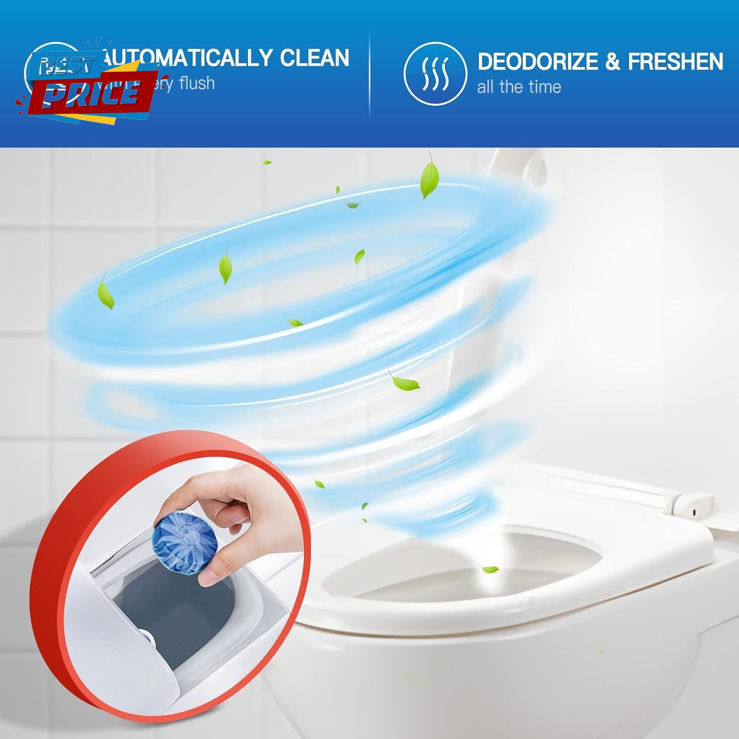 Automatic Toilet Bowl Cleaner Tablets, Bathroom Toilet Tank Cleaner (12 PACK), V