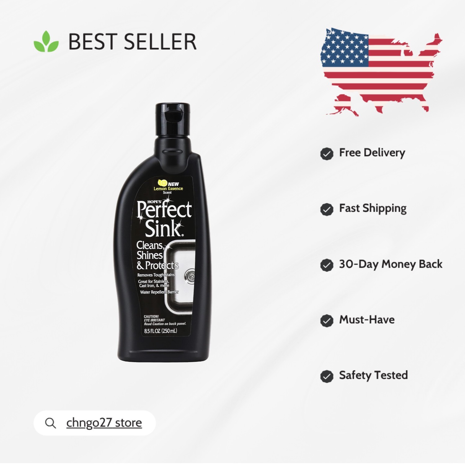 Perfect Sink Cleaner & Polish – Fresh Lemon Scent, 8.5 Fl Oz, Tough on Stains