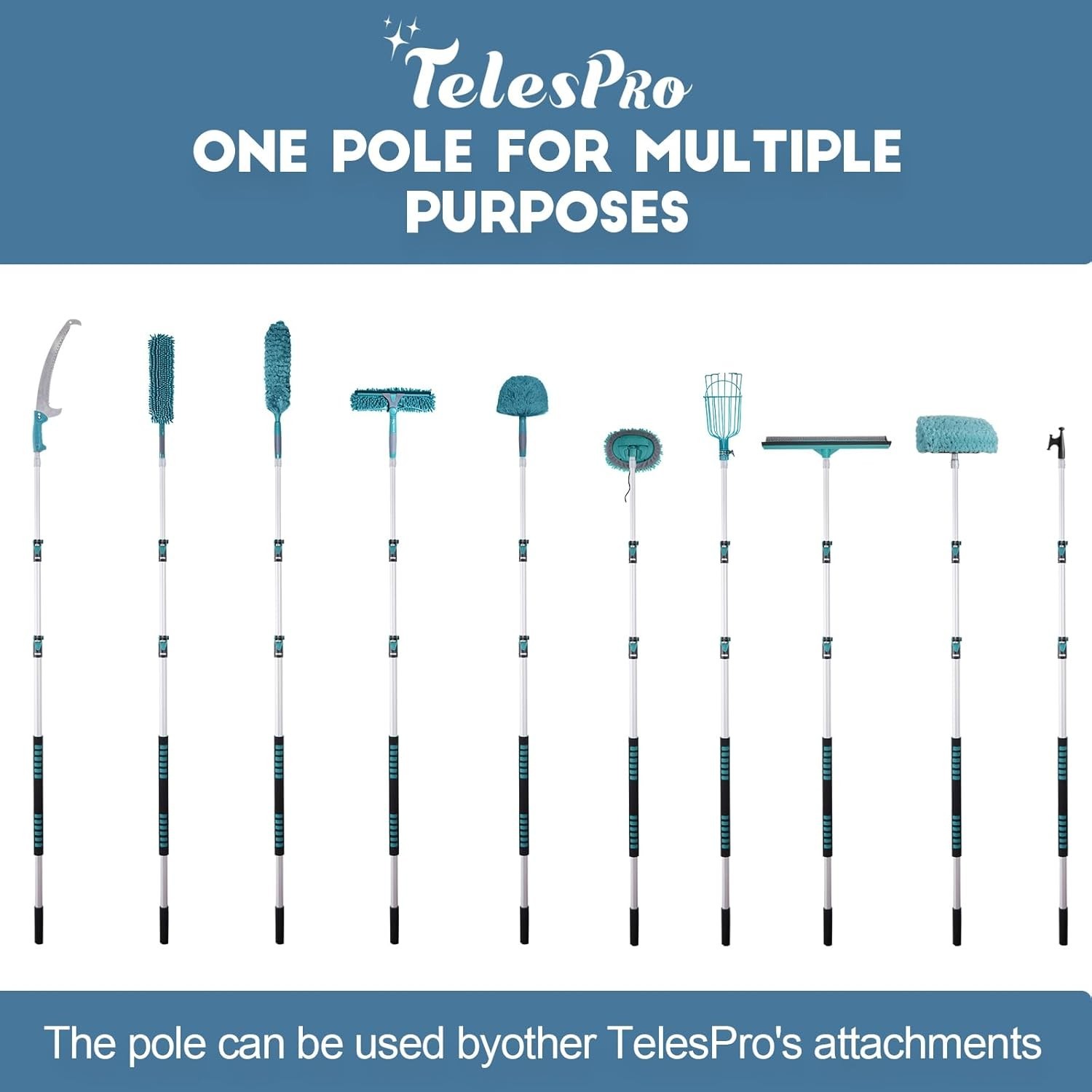 20FT High-Reach Duster Kit – Extendable Pole, Cobweb & Ceiling Fan Cleaners, Mic