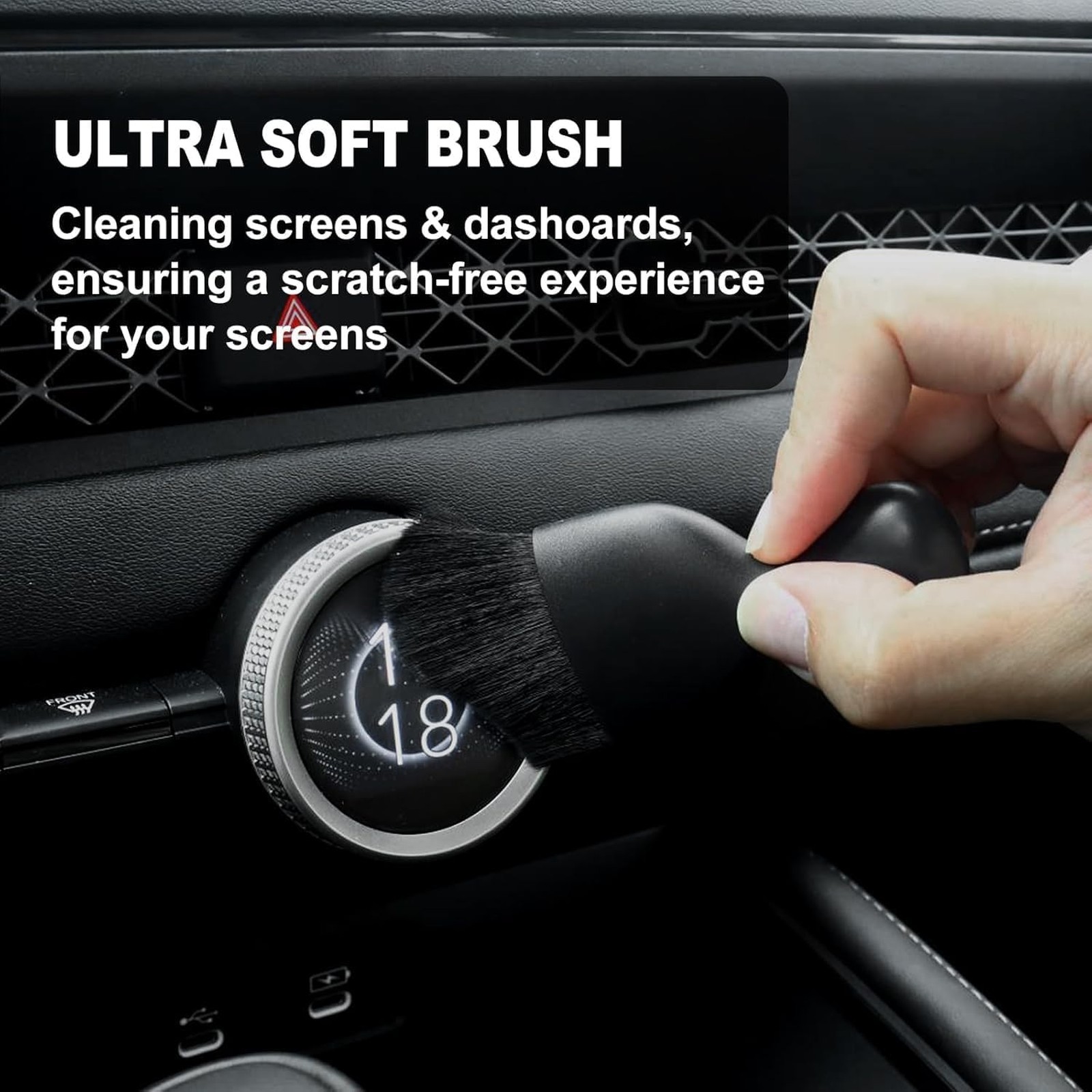 Car Detailing Brush Set with Ultra Soft Boar Hair and Dual Head Design for
