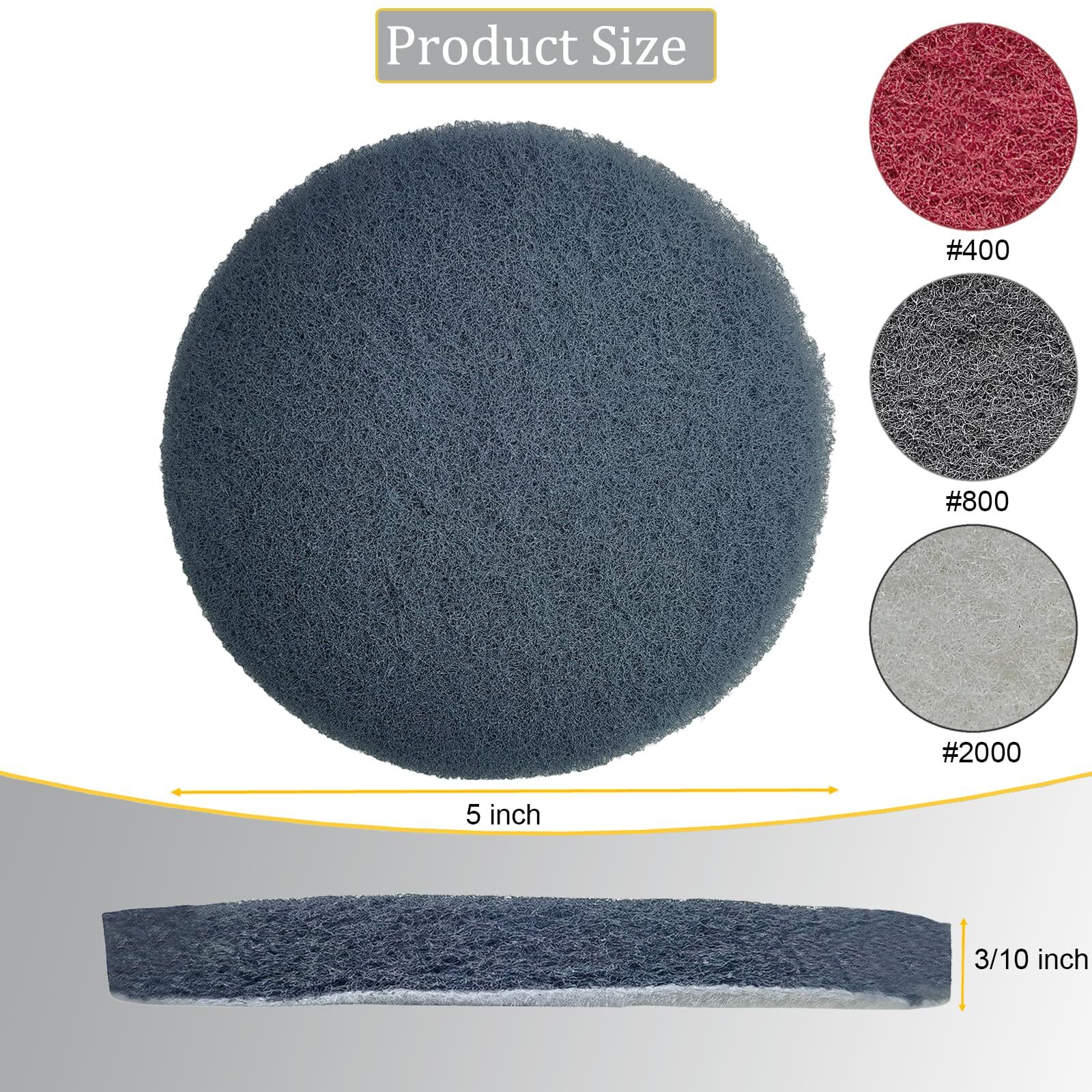 15 Pcs 5 Inch Hoop And Loop Multipurpose Scrubber Scouring Pads Flocking Scuff P