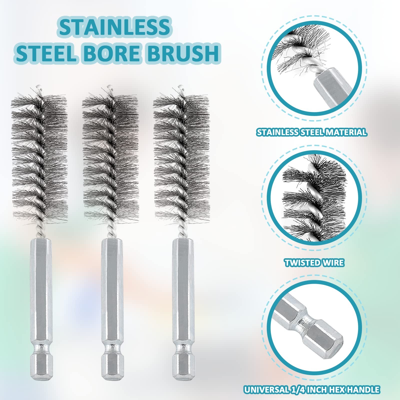 6 Pcs 19mm Stainless Steel Wire Brush Set