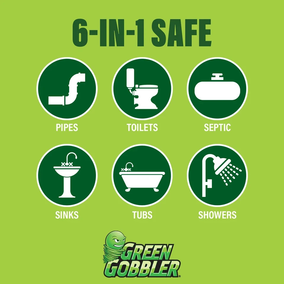 GREEN GOBBLER 1 Gal Drain Cleaner Grease Clog Remover Main Line Opener Toilet