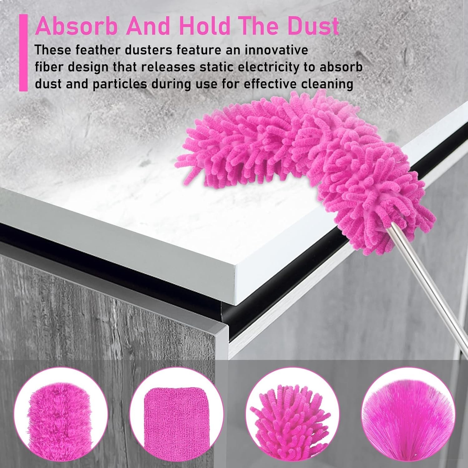 Microfiber Dusters for Cleaning,14PCS Feather Dusters with Extension Pole,Ben…