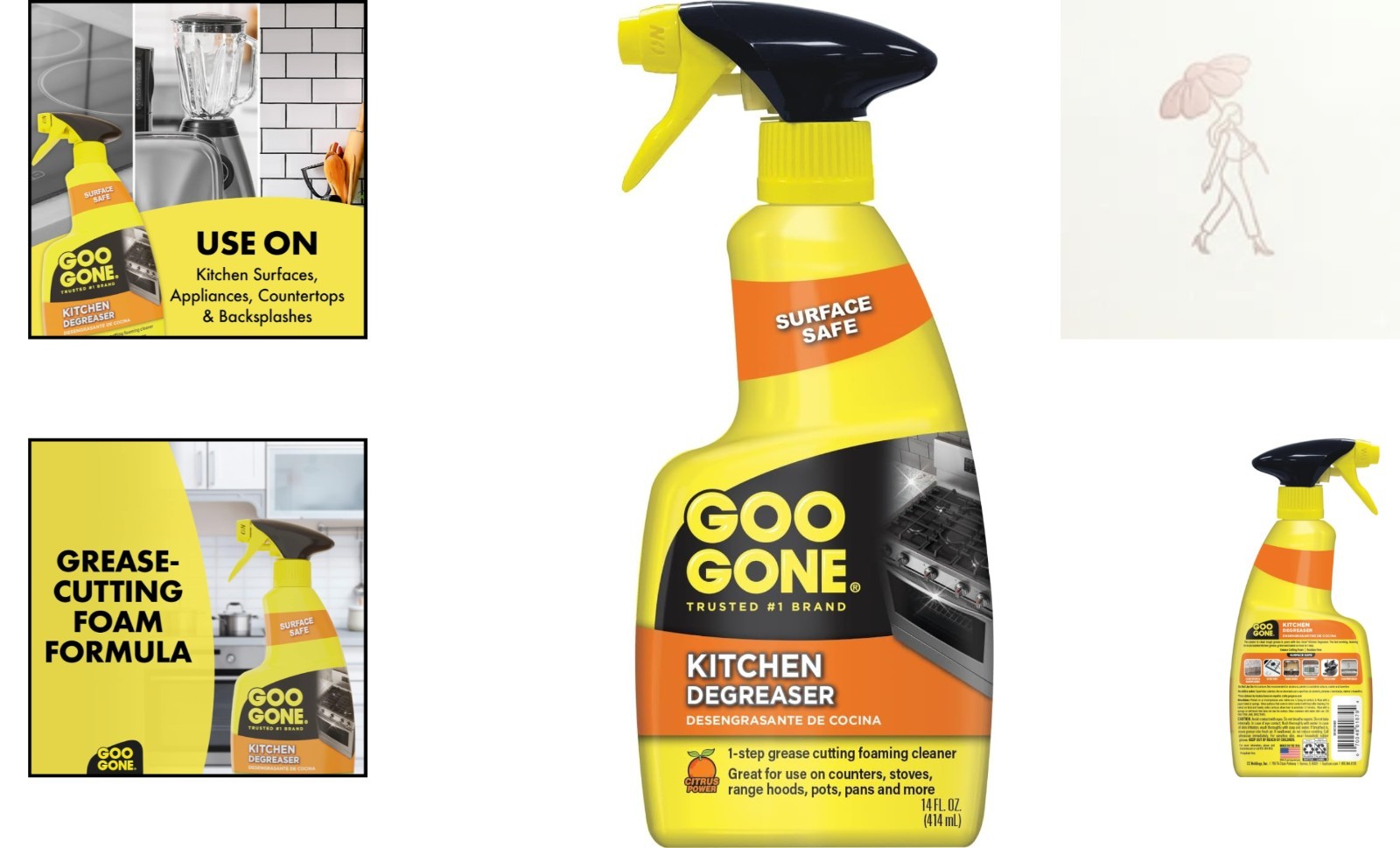 Powerful Citrus Kitchen Degreaser – Fast Action Foaming Cleaner, 14 Fl. Oz.