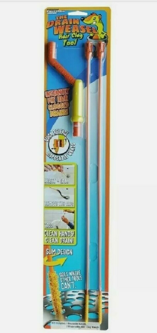 Flexisnake Drain Weasel Drain Clog Remover With Rotating Handle and Two Wands !