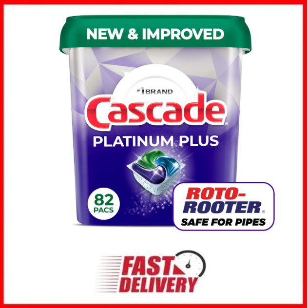 Cascade Platinum Plus ActionPacs Dishwasher Detergent Pacs, Fresh, 82 ct.