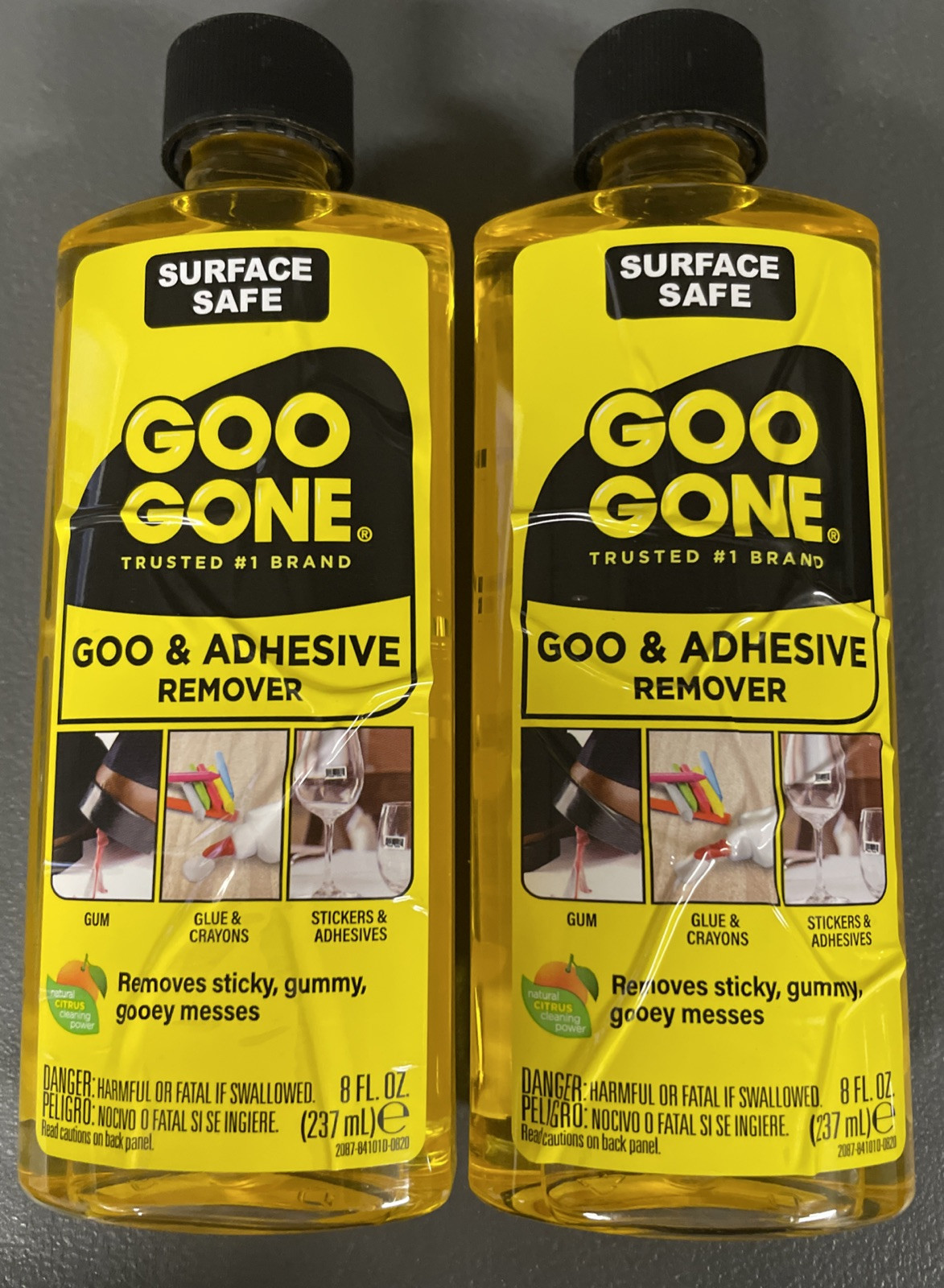 2x GOO GONE Original Goo & Adhesive Remover, Citrus, Sticky Gummy Messes, 8oz Ea
