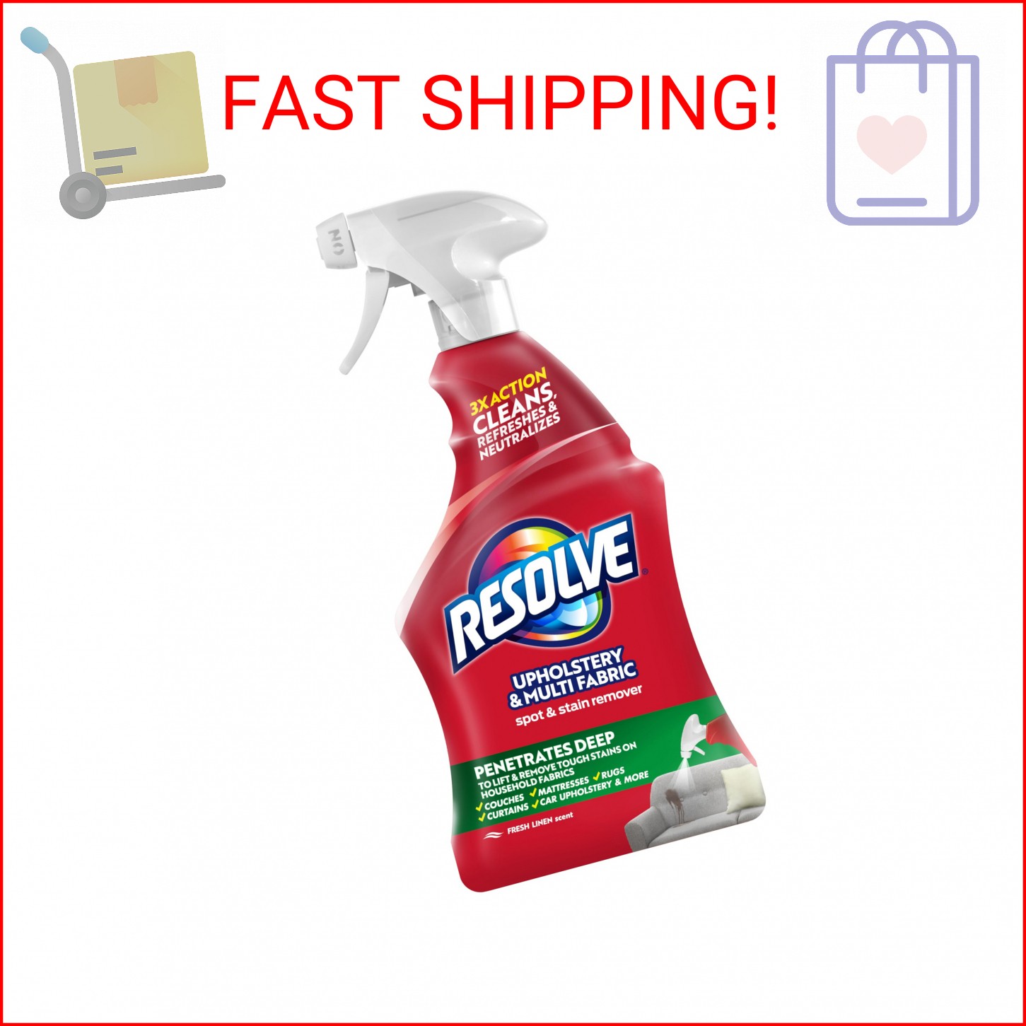 Resolve Carpet Cleaner, 22 fl oz Multi-Fabric Cleaner and Upholstery Stain Remov