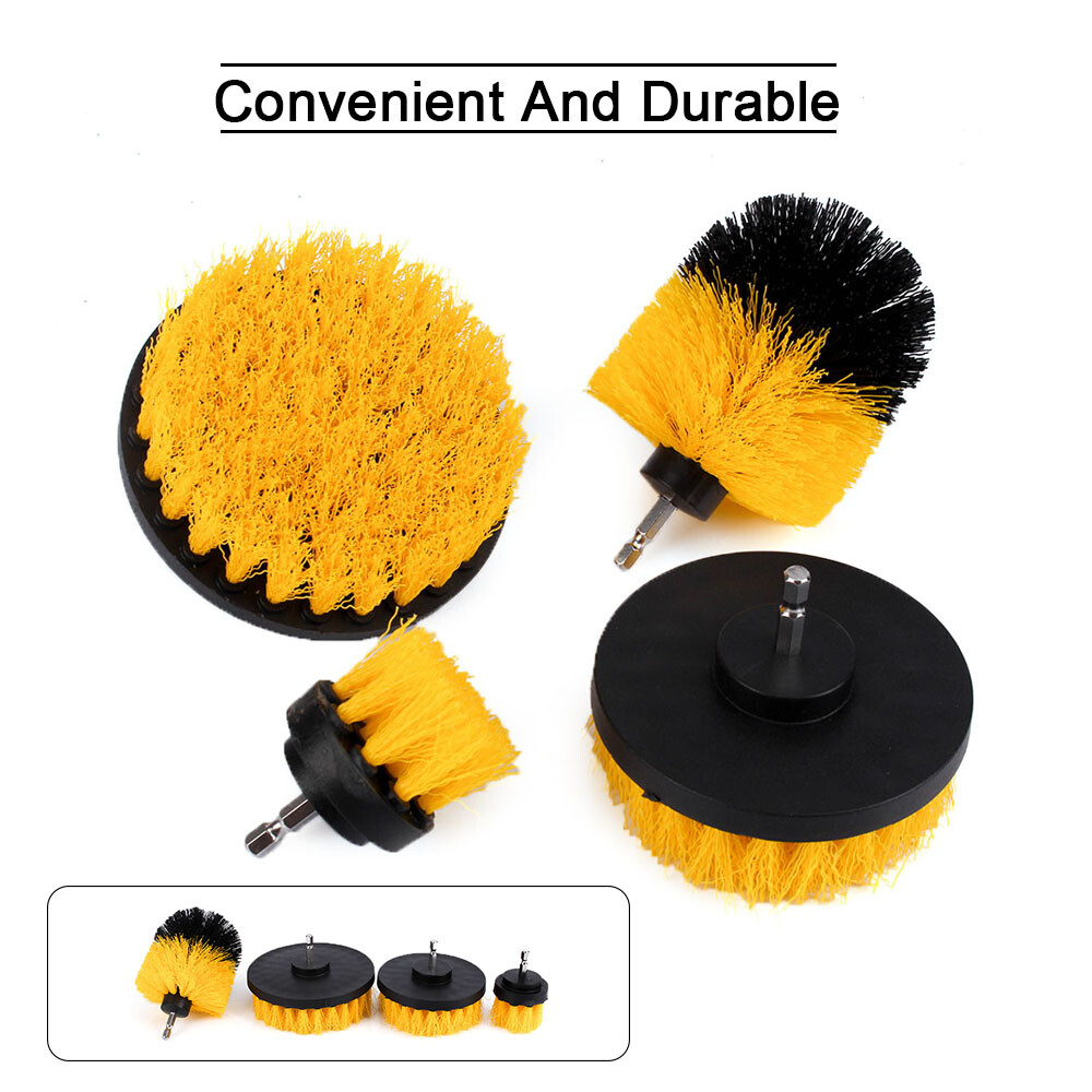 4Pcs Car Drill Brush Cleaner Kit Tile Grout Power Scrub Wash Detailing Cleaning