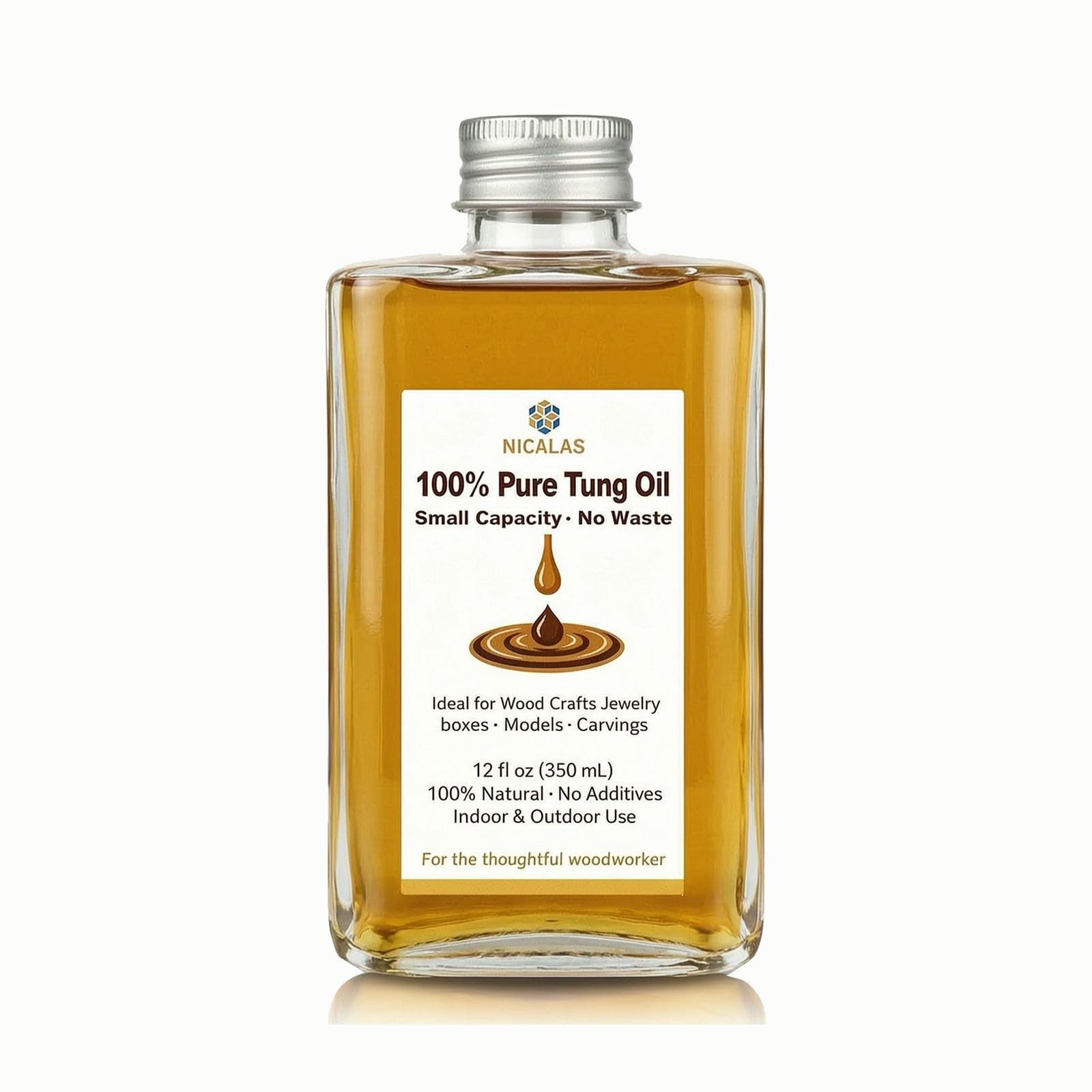 12oz Pure Tung Oil for Wood Finishing, Small Capacity for Woodworking Crafts,…