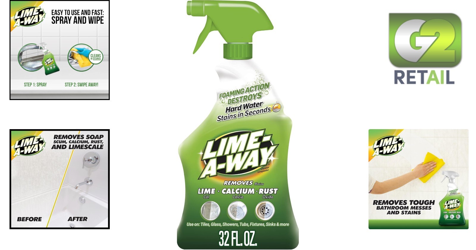 Natural Bathroom Cleaner 32 fl oz – Effortlessly Removes Lime, Calcium & Rust